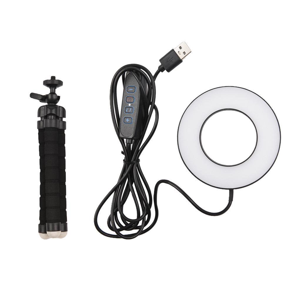 9CM/3.5IN Ring Light for Laptop 3Colored Circle Lamp with Desktop Tripod 3200K6000K 10 Adjustable
