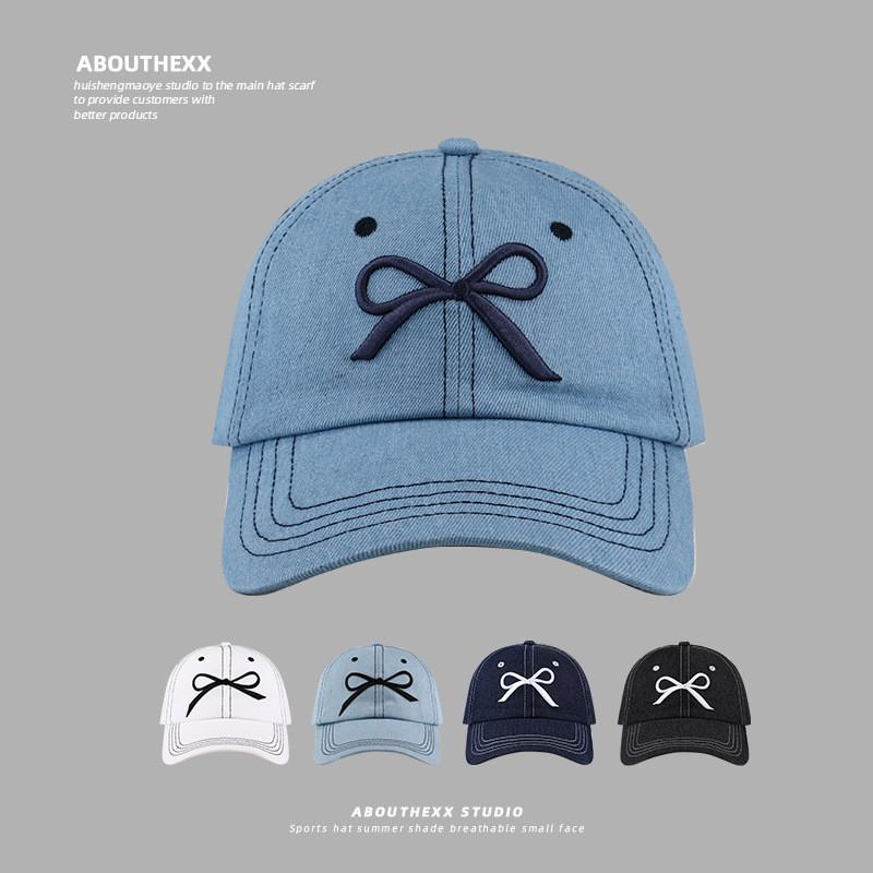 Bow Embroidered Baseball Cap With Sunshade And Breathable Cotton For Teens And Adults