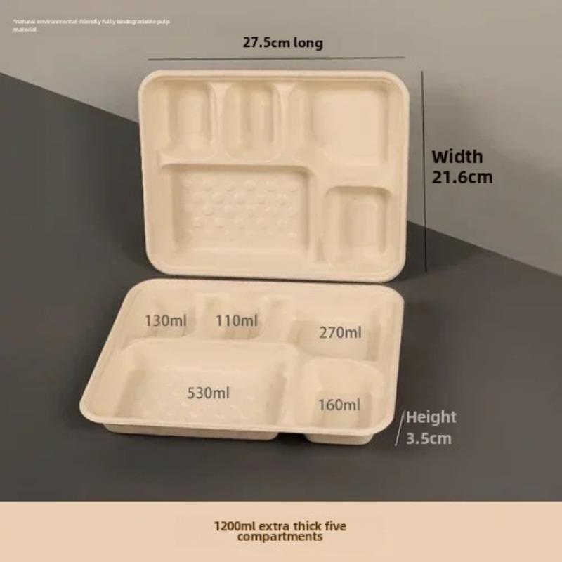 Caja de embalaje desechable para entrega dividida, 10 unidades, gran capacidad, papel de cuadrícula múltiple, cajas para el almuerzo, respetuosas con el medio ambiente, para microondas