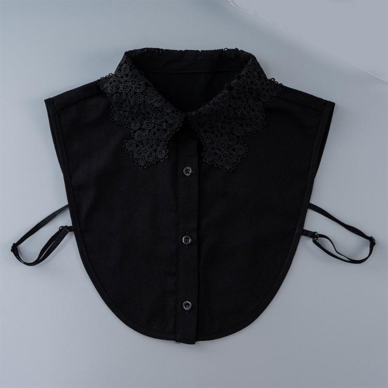 Abnehmbarer Spitzenkragen mit floraler Stickerei Falscher Kragen Stilvolles Halsstück Halbe Hemden Blusen Oberteile Modeaccessoires