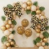 Leopard Print Bow Foil Balloons 4D Round Cheetah Animal Balloon Wild One Jungle Safari Theme Birthday Bachelorette Party Decor