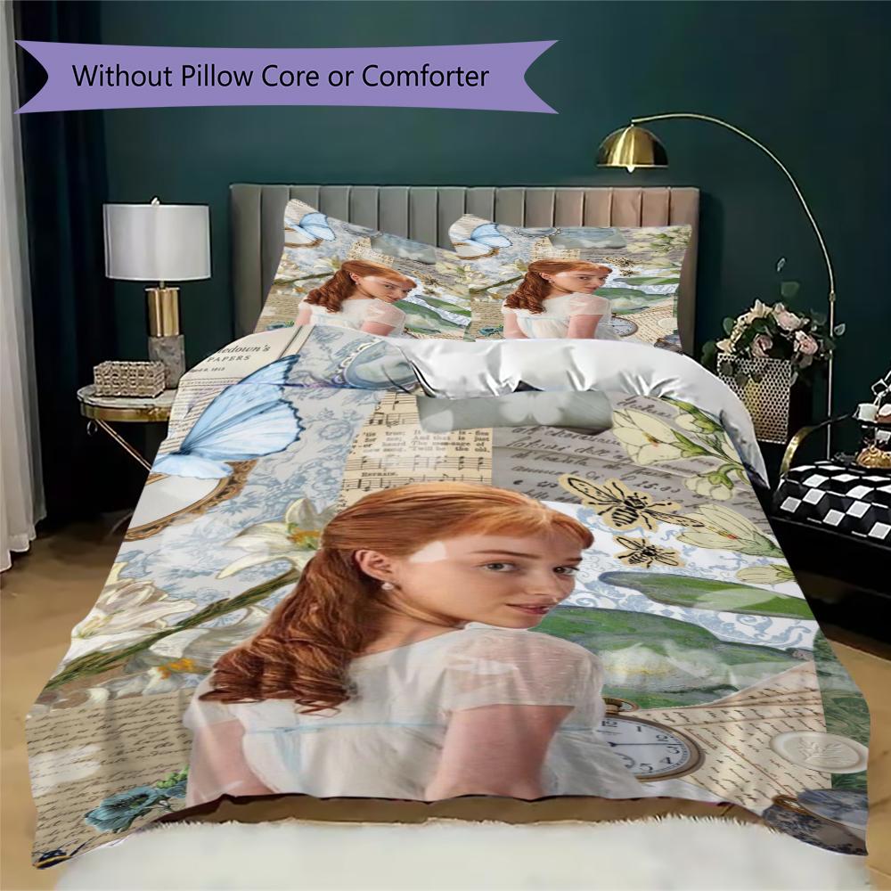 Bridgerton Pattern Bedding,Quilt Set Quilt Cover Pillowcase Home Birthday Gift(1 * duvet cover + 2 * pillowcase, without core)_lx