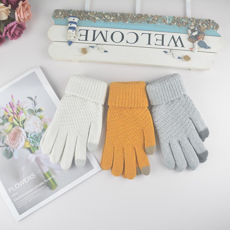 Cycling Cold-proof and Warm Fleece Thickened Touch-screen Knitted Wool Gloves