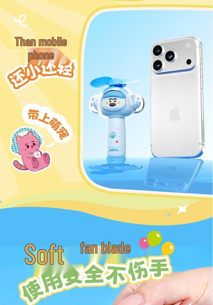 Portable USB Rechargeable Cartoon Mini Fan - Creative Student Gift