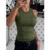 Frauen Solide Rundhals Gerippte Tank Top Leibchen Frauen Sommer Grundlegende Elastische Tank Top O Neck Solide Tank Top Plus größe