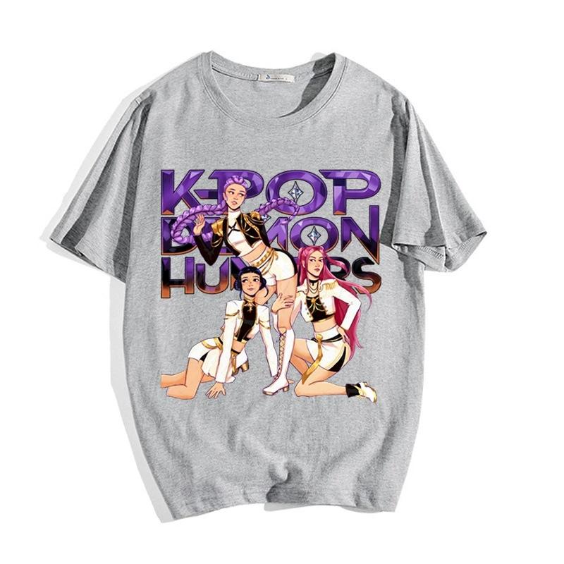 Women's Oversized T-Shirt with KPop Demon Hunters Animated Character Graphic Print Tee Casual Daily Wear & K-pop Enthusiasts