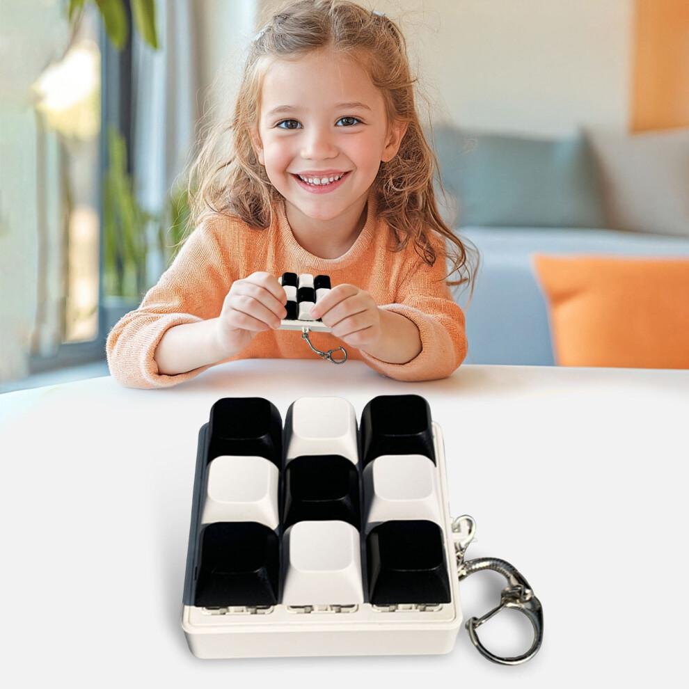 Keyboard Keychain Toy Portable Keyboard Stress Reliever Black White Keyboard Fidget Toy 9 Clicker Keychain for Stress Relief Portable Decompression