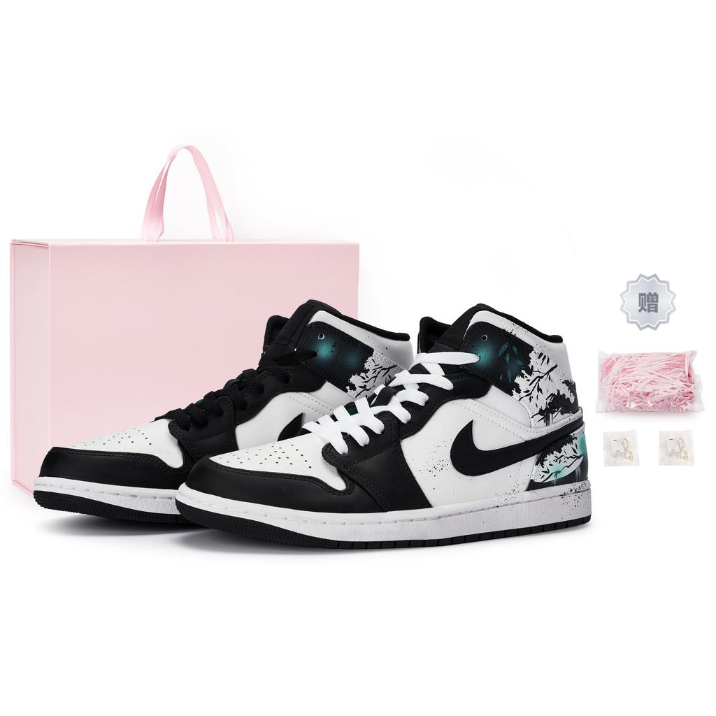 Jordan Air Jordan 1 Vintage Basketball Shoes Women's Mid Top Blue Green DQ8423-301(Team80-S-BOX)