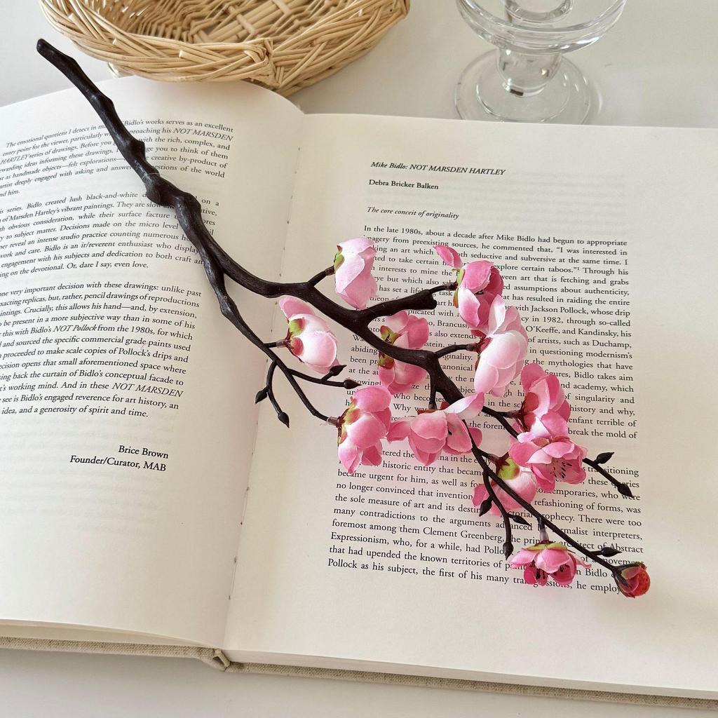 Artificial Plum Blossom Branch - Decorative Faux Flower Arrangement for Home