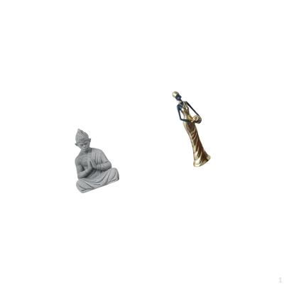 Buddha Sculpture with African Tribal Lady Figurine Unique Collectible Miniature for Hotel Patio