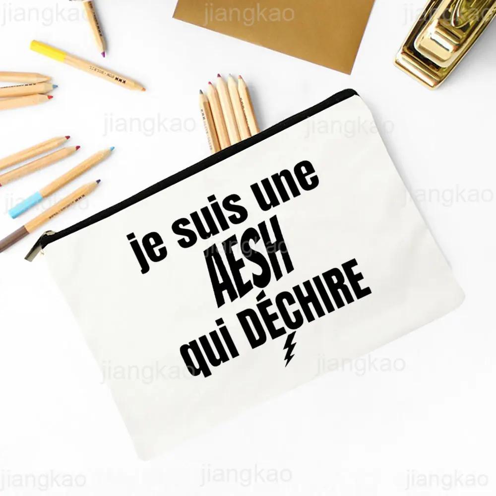 Merci AESH Printed Makeup Bag Travel Toiletry Organizer Female Neceser Cosmetic Pouch  School Pencil Bags Best Gifts for AESH