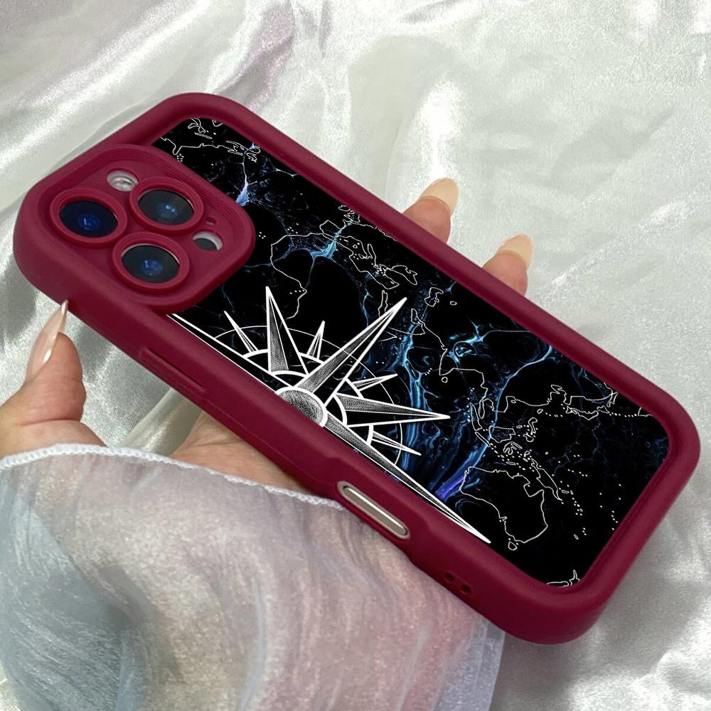 JT193 Compass Navigator for iPhone 17 16 15 14 Pro Max Samsung S26 S25 Ultra A17 A16 A07 A56 A06 A55 Xiaomi 15T Redmi 15c 14C Soft TPU Case
