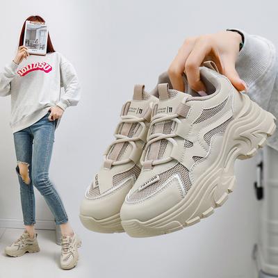 Dad Shoes Femininos Primavera Novo Estilo Ins Estilo Coreano Sapatos da Moda para Estudantes Sola Grossa Aumento Tênis Casual Qrj05