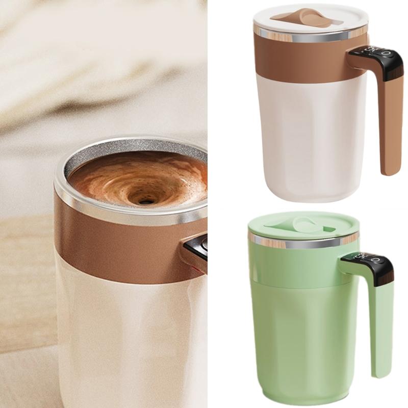 USB Rechargeable Mixing Coffee Mug Automatic Stirring Cup with Digital Temperature Display for Office and Home Use