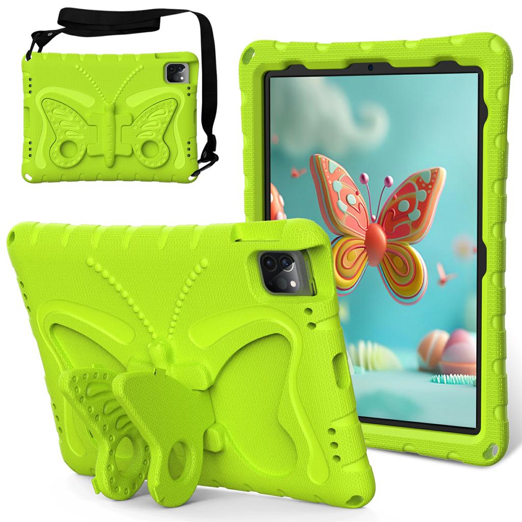 For iPad Pro 12.9-inch (2018)/(2020)/(2021)/(2022)/Air 13 (2025)/(2024)/Pro 13 (2024) Butterfly Kickstand EVA Case with Strap