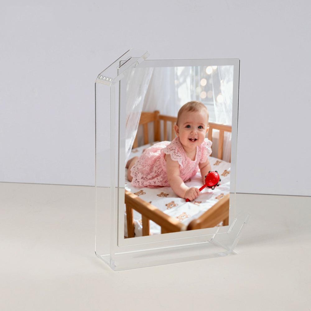 

Transparent L-shaped Tabletop Stand 5/6/7/8 Inch Photo Stand Creative Menu Frame Gallery 5 inch прозрачный