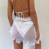 Cover Up Skirt Pure Color Loose Fit Lace-Up Design Quick-Drying Bikini Cover Up Ruffle Trim Sun Protection Beachwear