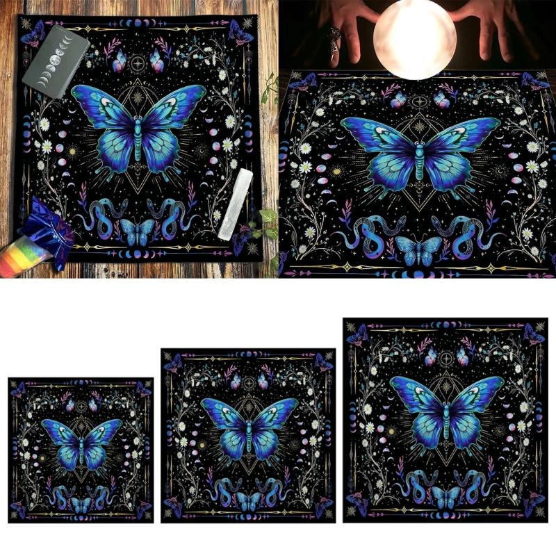 Divinations Tablecloth Butterfly Flower Astrologys Tarots Cards Tablecloth Altars Cloth Divinations Board Game Accessory