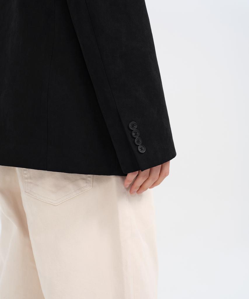 Musinsa Standard Synthetic Suede Oversized 3-Button Blazer [Black]
