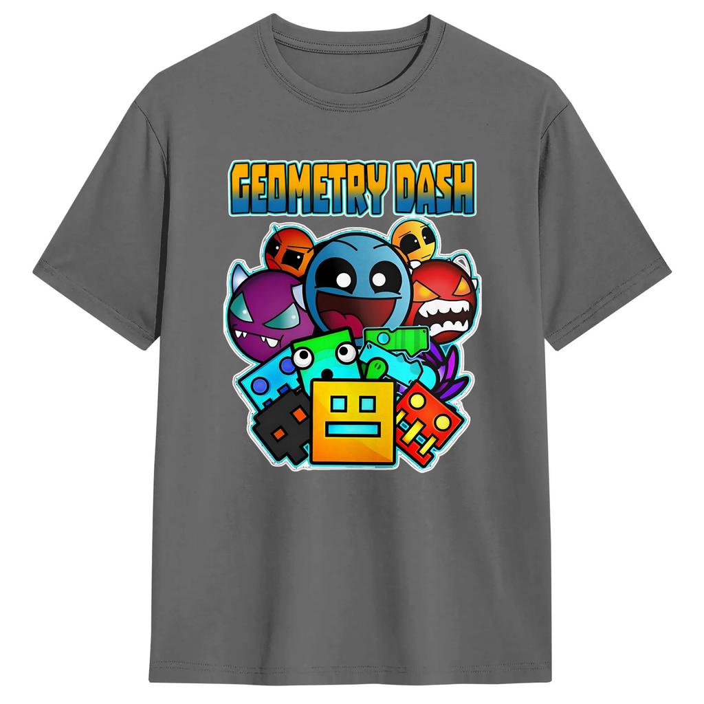 Streetwear T-Shirt Summer Geometry Dash Novelty T Shirts  Pure Cotton Tee Shirt for Male Y2K Casual Hot Sale Short Sleeve Tees