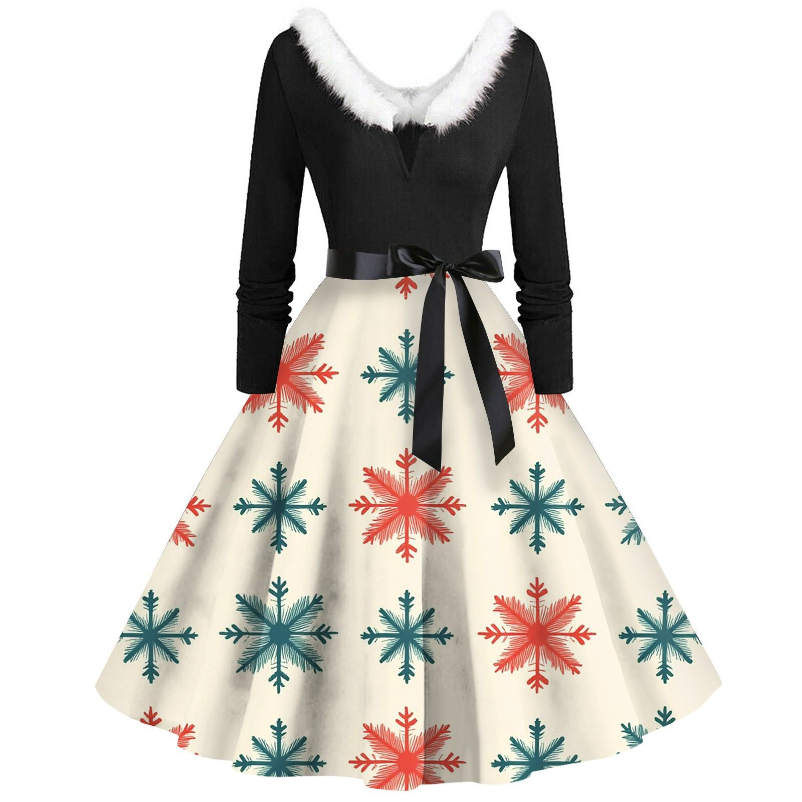 

Женские рождественские принты с длинным рукавом и V-образным вырезом больших размеров вечерние выпускные платья S хаки