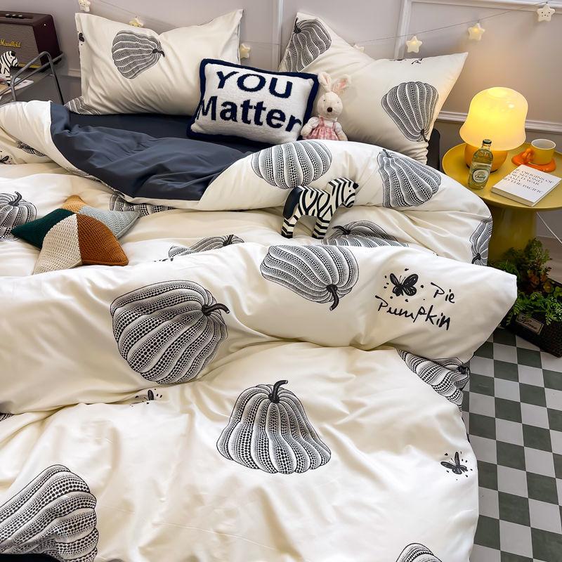 

Korean Bedding Set Flowers PinK Blue Girls Boys Full Queen Size Duvet Cover Flat Sheet Pillowcase No Filler Home Bed Linens Flat Bed Sheet&Twin 3pcs for 1m bed