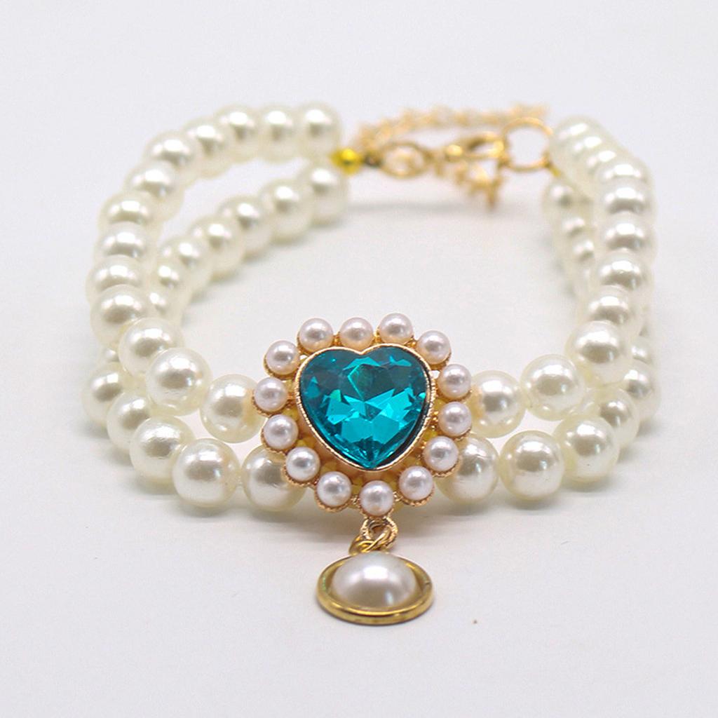 Cute Girl Pearl  Collar  Collars for Girl S with Small Heart Shape Rhinestone Adjustable Length  Collar