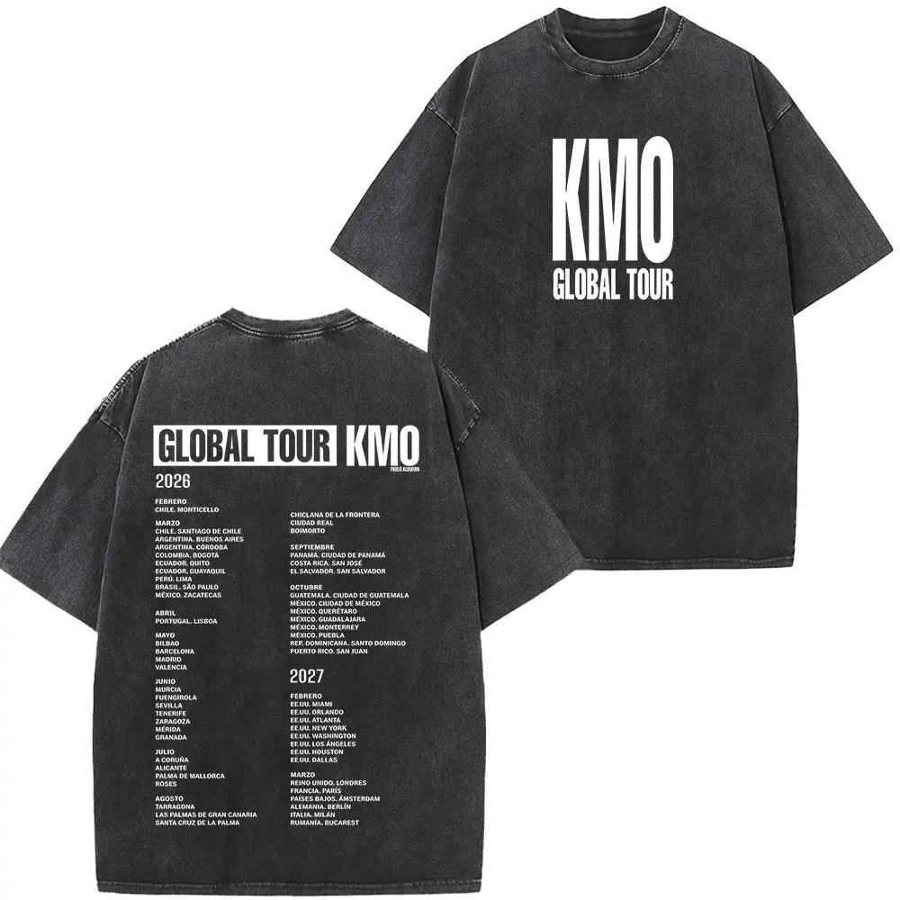 Singer Pablo Alborán Global Tour Kmo 2026 Print Washed Vintage T Shirt Men Women Hip-hop T-shirts Short-sleeved Casual T Shirts