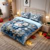 3pcs Blue Merry Christmas Cartoon Snowman Print Coreless Bedding Set Multi Size Bedding Decoration Comfortable Machine Washable