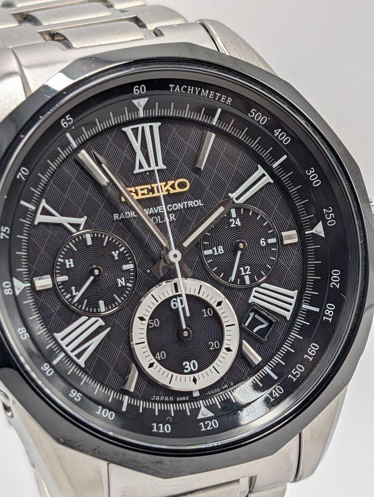 [USED] SEIKO Brightz Radio-Controlled Solar Chronograph Watch 8B82