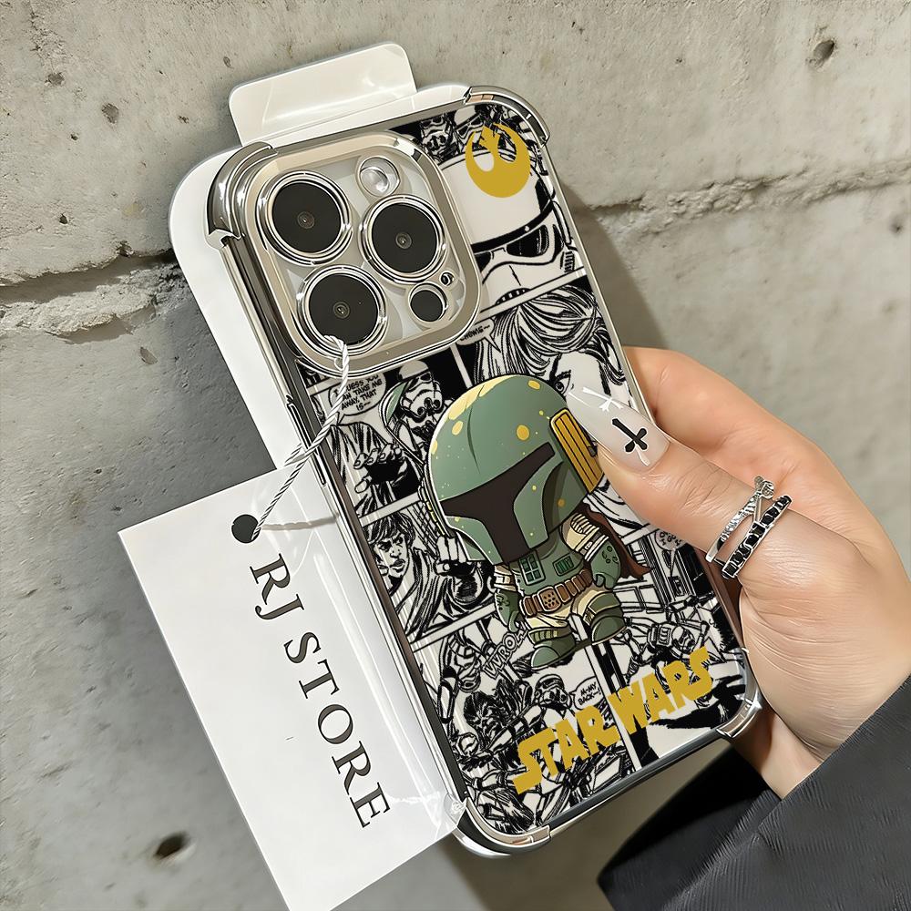 

Hot Stars W-Wars Plating Phone Case For Xiaomi Redmi 15 A3 15C 14C 13C K50 A1 Note 15 14 13 12 Pro Plus 4G 5G Anti Fall Airbag Redmi 15 5G