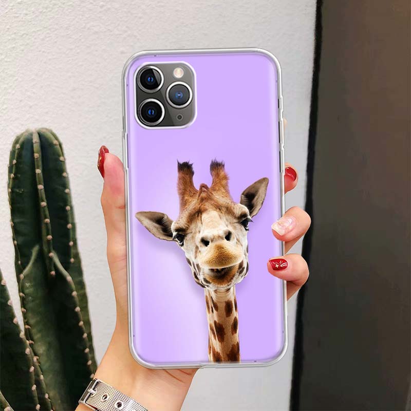 Cute Cartoon Giraffe Animal For iPhone 17 Air 16 15 14 Plus 13 Mini 12 11 Pro Max Phone Case 16E 7 Print 8 SE Fundas Cover Soft