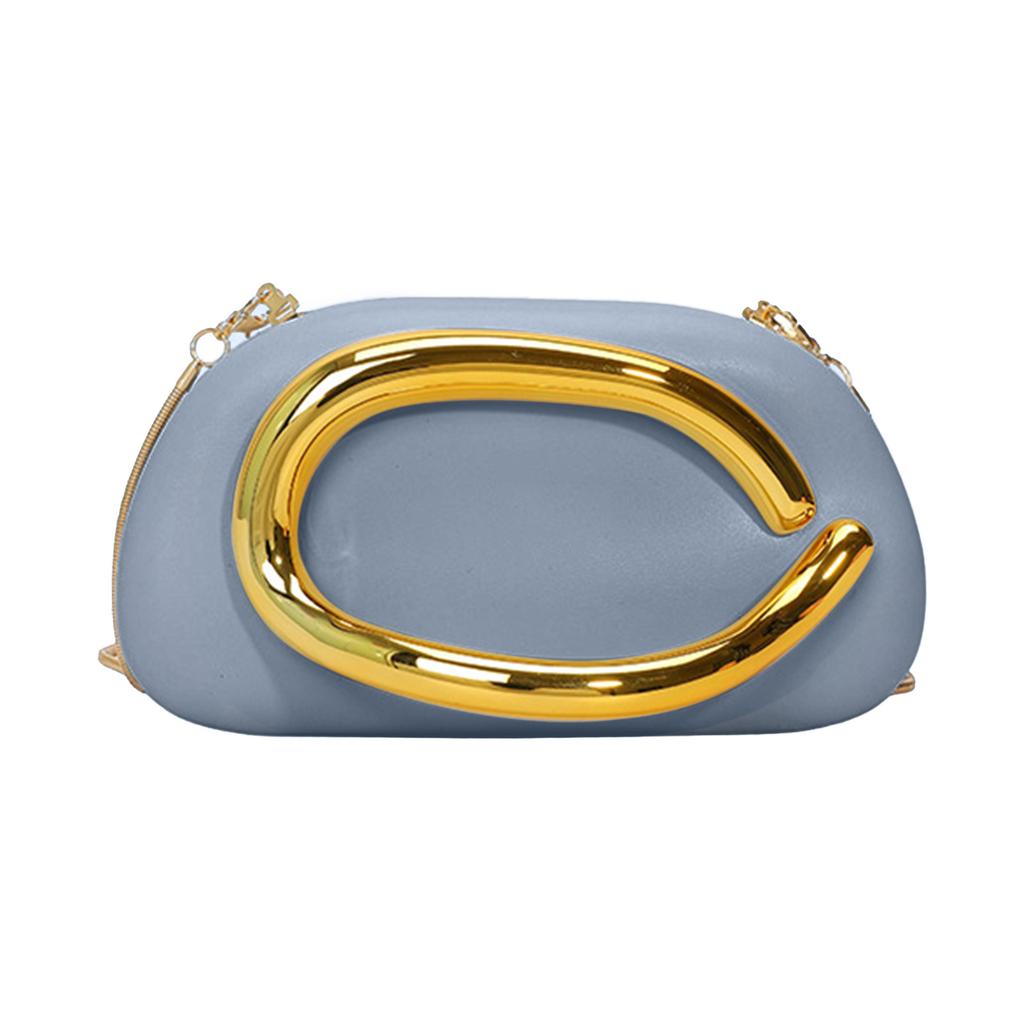 Women PU Leather Trendy Clutch Purses with Chain Metal Decoration Evening Bag Hand-held Shoulder Clutch Bag for Evening Dinner