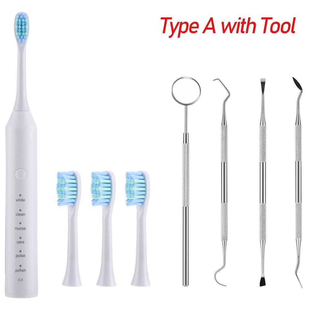 Sonic Electric Toothbrush for Adults Black Smart Timer 6 Modes Deep Clean Toothbrush with 4 Brush Heads Toothbrush Oral Care