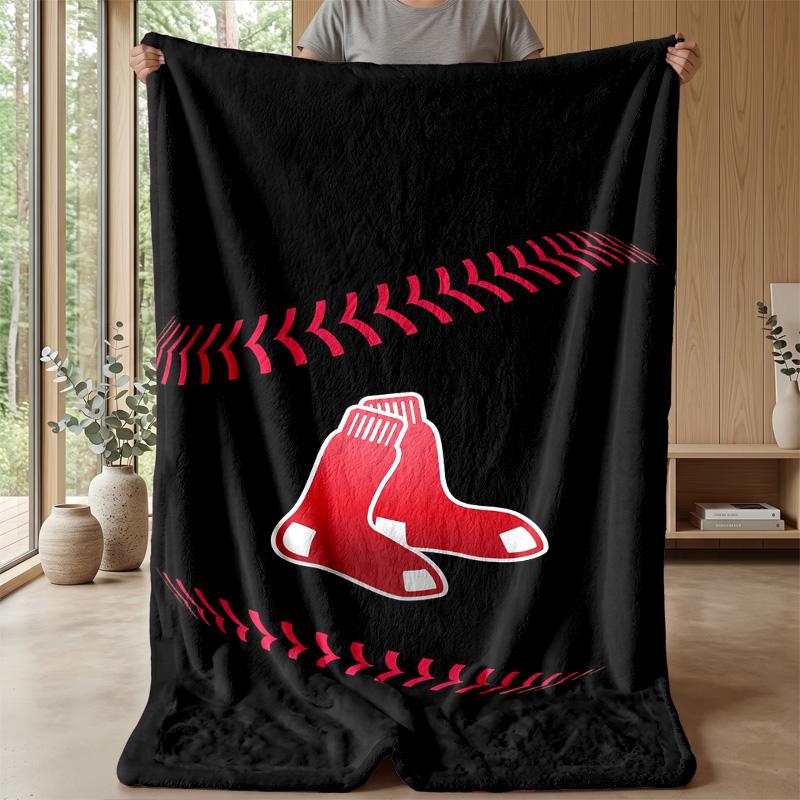 Boston Red Sox Flannel Fleece Blanket Cozy Warm Throw Blanket For Couch Bed Travel All Season Use