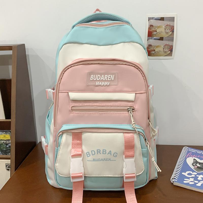 Schoolbag Children Elementary School Girls Junior High School Students Large Capacity Color Blocking Large Capacity Backpack