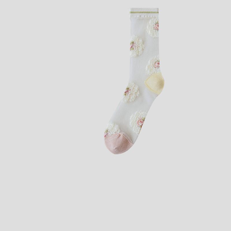 

Новые летние модные женские носки, летние ультратонкие прозрачные шелковые носки с цветочными кристаллами, женские винтажные кружевные носки в стиле Харадзюку с рюшами