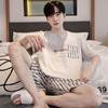 Fashion Cotton Summer Pajamas for Men 2Pcs/Set Short Sleeves Nightwear Loungewear Hombre Pijamas Dropship