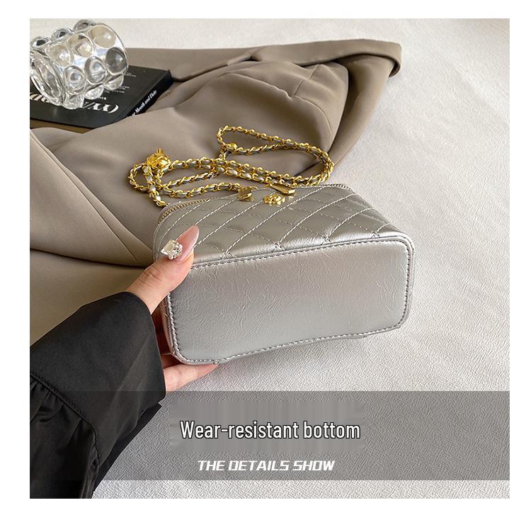 Argyle Chain Box Bag: Women's Stylish Korean Shoulder & Crossbody Handbag