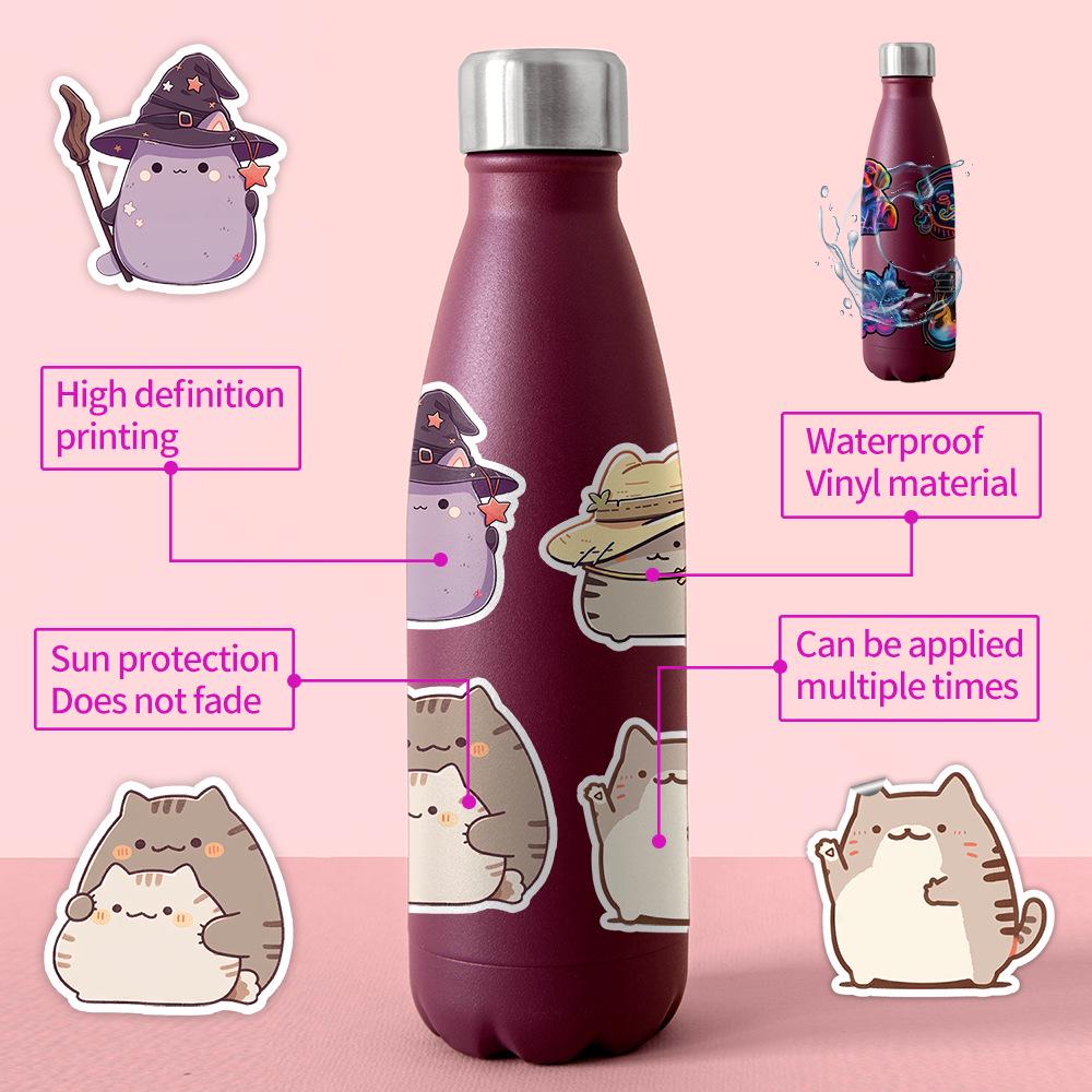 50 Cute Kawaii Kitten Graffiti Waterproof Stickers for Water Bottles and Luggage