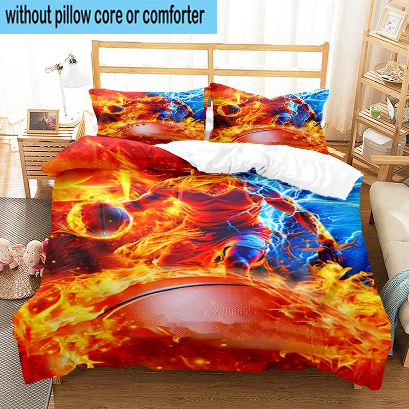 3PCS Football Player In Flames 3pcs Bedding,Including 3PCS Duvet Cover And 2pcs Pillowcases Perfect for Christmas,Ideal for Bedroom, Dormitory