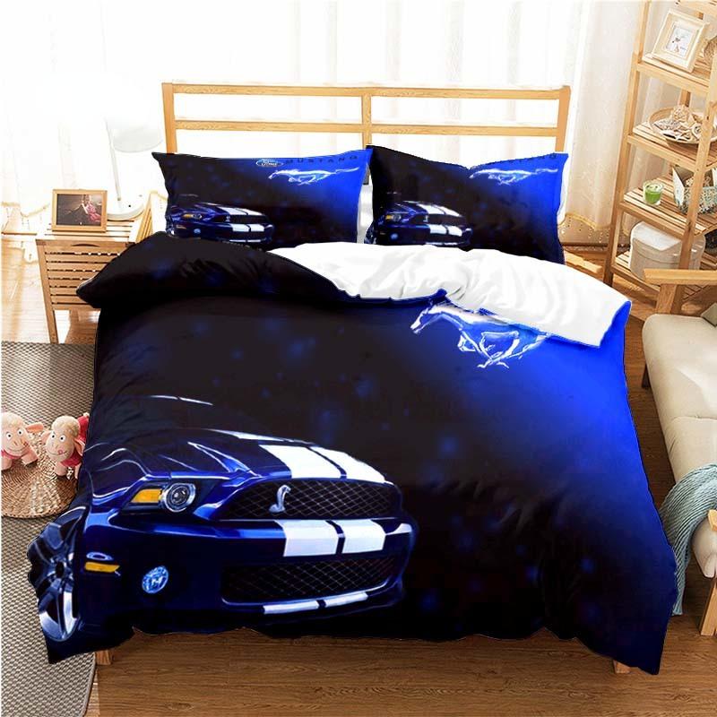 

Mustang Car Pattern Duvet Cover Set Bedding For Aldult Boys Bed Set Game Quilt Cover Comforter Cover Bedding Set 150x200cm 3pcs