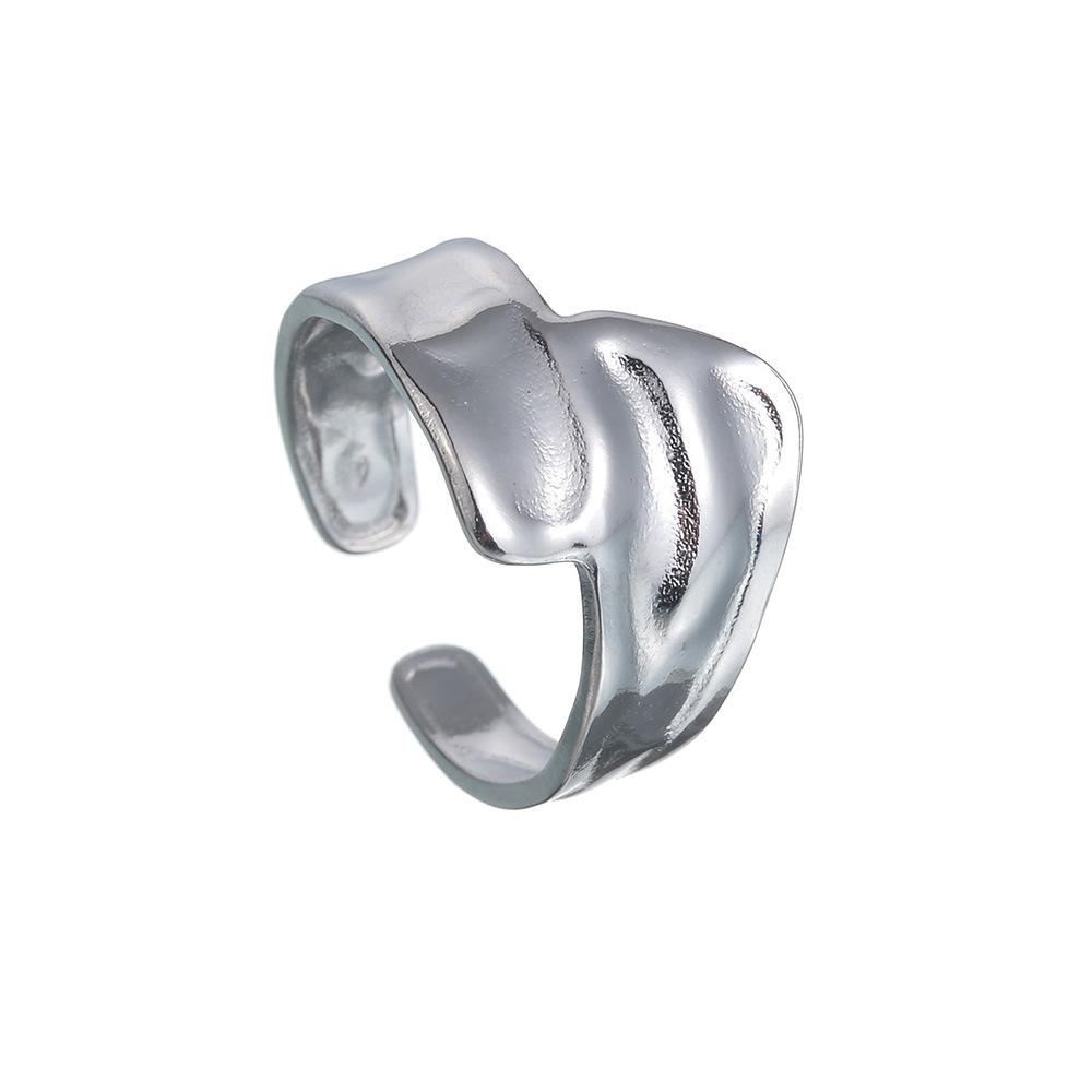 New Popular Jewelry In Europe and America, Water Ripple Titanium Steel Women's Ring with Adjustable Opening