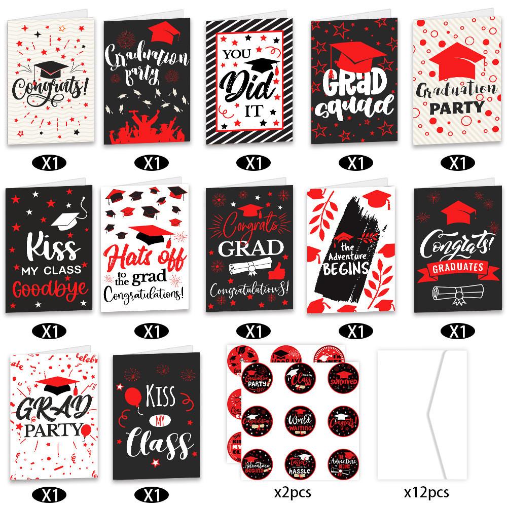 Graduation Themed Season Campus Party Paper Greeting Card Sticker Envelope Set