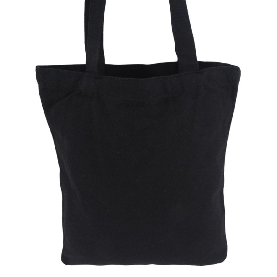 plain black canvas tote bolsa