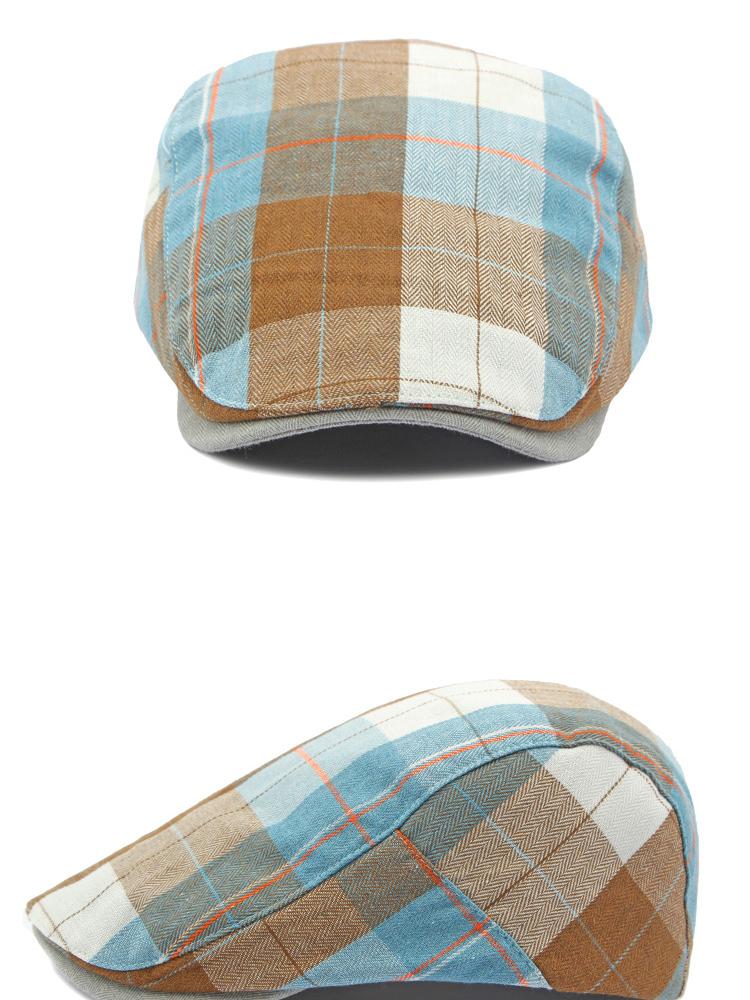Lehké prodyšné kontrastní kostkované baretové čepice, retro vintage unisex ploché klobouky, britské ležérní pokrývky hlavy