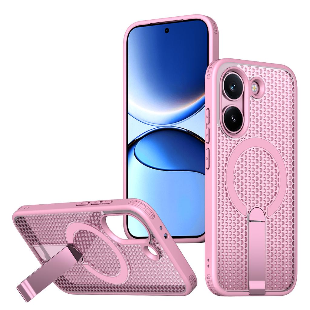 Anti-fall Cooling Hole Design Magnetic Case For Xiaomi Poco X8 Pro Redmi Turbo 5 5G Metal Bracket TPU Acrylic Phone Cover Fundas