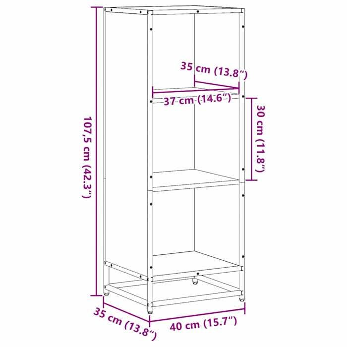 VidaXL Bibliothèque chêne marron 40x35x107,5 cm bois d'ingénierie, bibliothèque, séparateur de pièce, séparateur, armoire de 849113