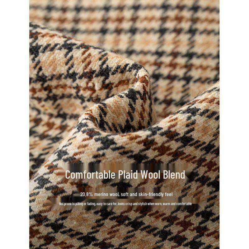 INMAN Women's Miu Series Plaid Wool Blend Wide-Leg Pants