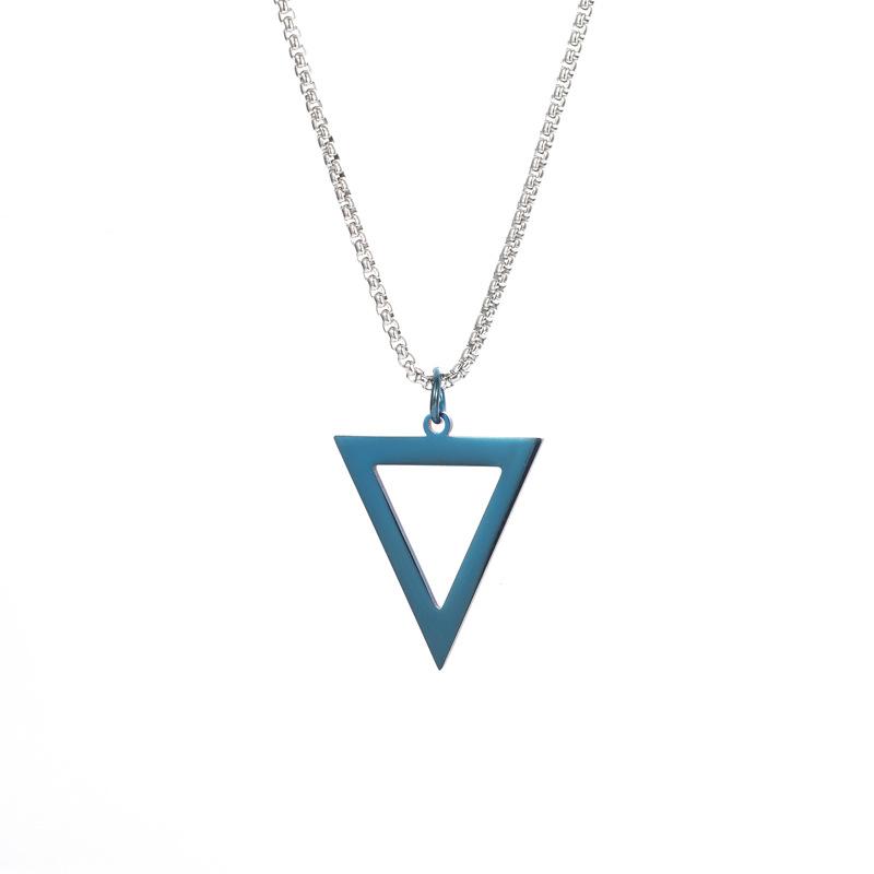Titanium Steel Geometric Triangle Necklace Men s Geometric Pendant Cool Style Jewelry 60CM